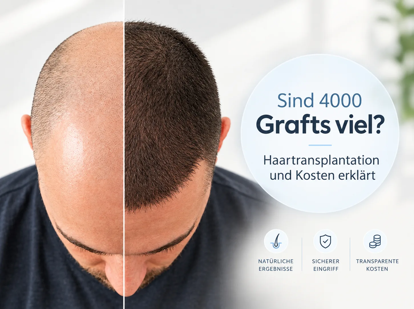 Titelbild zum Ratgeber über 4000 Grafts und Haartransplantationskosten mit einer Gegenüberstellung unterschiedlicher Haardichte