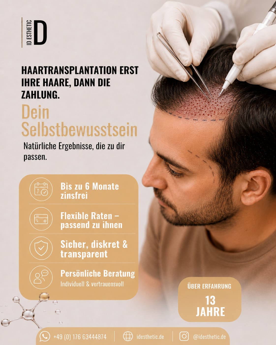 Behandlungssituation einer Haartransplantation mit flexiblen Raten