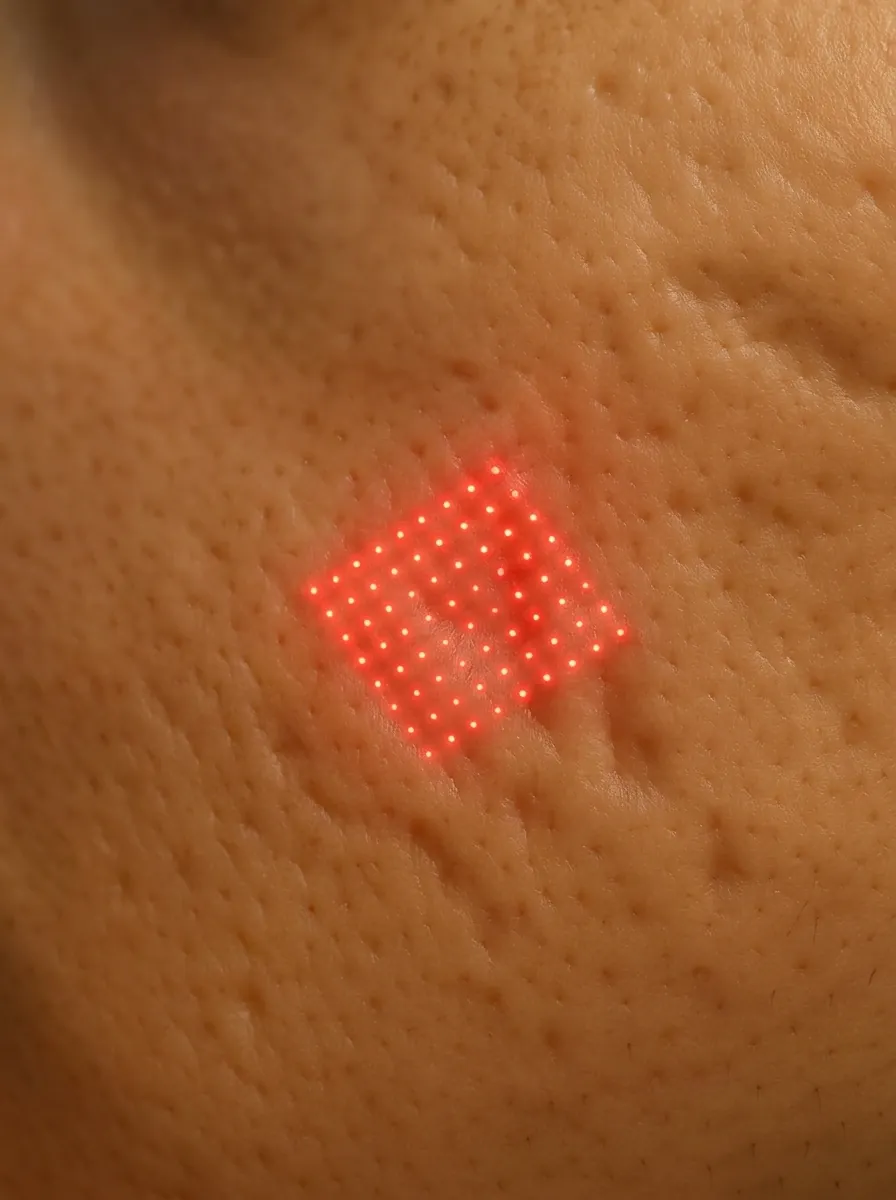 Fraktionierter CO2-Laser setzt präzise Lichtimpulse auf die Haut